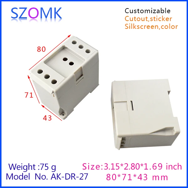 

1 piece abs din rail enclosures New Arrive Plastic Din Rail Enclosures 80x71x43mm 3.15x2.8x1.69inch