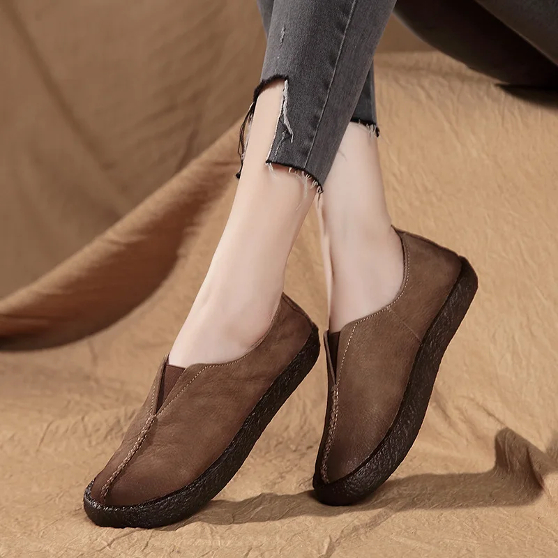 

CHAISHOU 2018 new woman shoes casual flat shoes women leather genuineness soft bottom platform flats women flat shoes