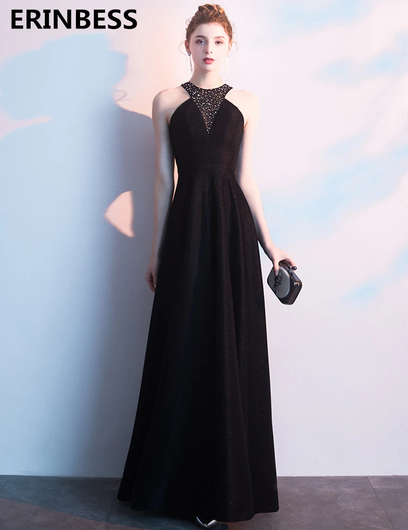 Vestido De noche largo con cuello Halter, elegante, Formal, color negro,  2020|Vestidos de noche| - AliExpress