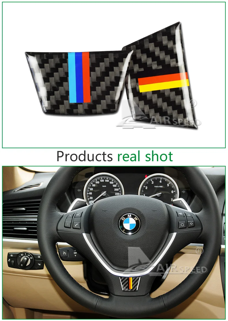  for BMW E70 X5 E71 X6 Carbon Fiber Car Steering Wheel Stickers M Sport Emblem Stickers Interior Accessories Car Styling (4)