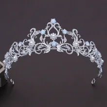 Уникальный светло-голубой Кристал Свадебная Корона-Тиара стразы принцессы короны для торжеств на свадьбу, свадебные аксессуары для волос, украшения для волос