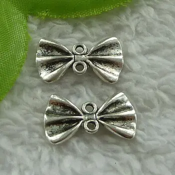 

304 pieces antique silver bowknot connectors 20x12mm #4022