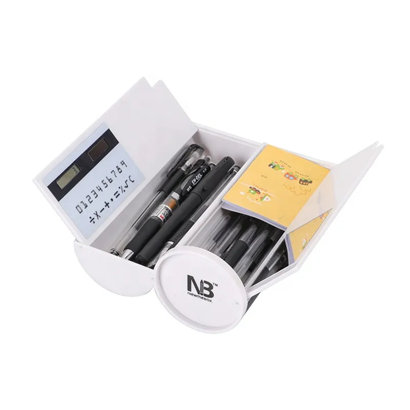 Tanie Nowy Kawaii piórnik dwuwarstwowe pudełko na długopis z kalkulatorem lustrzanym pisak do tablic suchościeralnych wycieraczka do przyborów szkolnych kosmetyczka etui