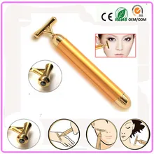 Free Shipping The Third Generation Y Shape Face Lift Slim Vibrating Beauty Care 24K Gold Energy Beauty Bar Facial Massager