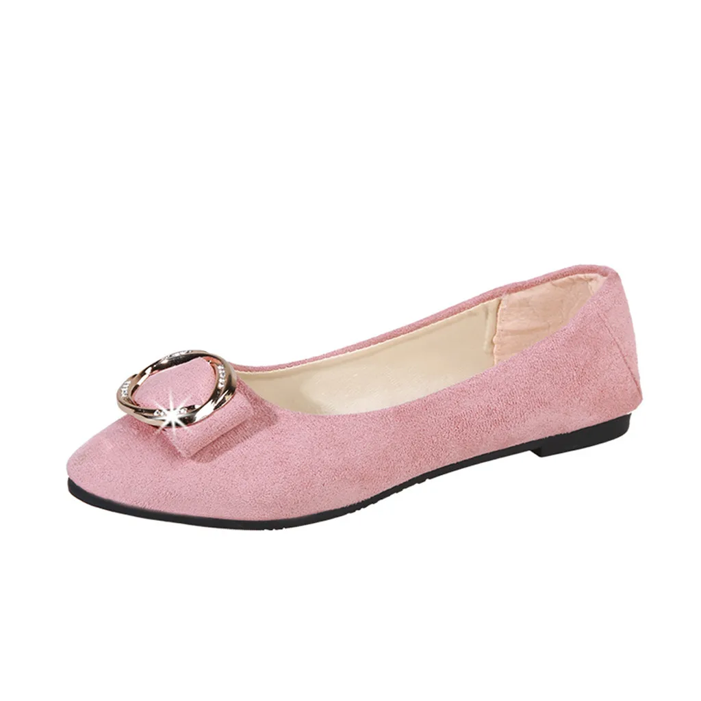 

Luxury Womens Flat Shoes Cover Heel Round Toe Casual Women's Single Shoes Pointed Shallow Mouth Work Shoes Round Buckle Peas