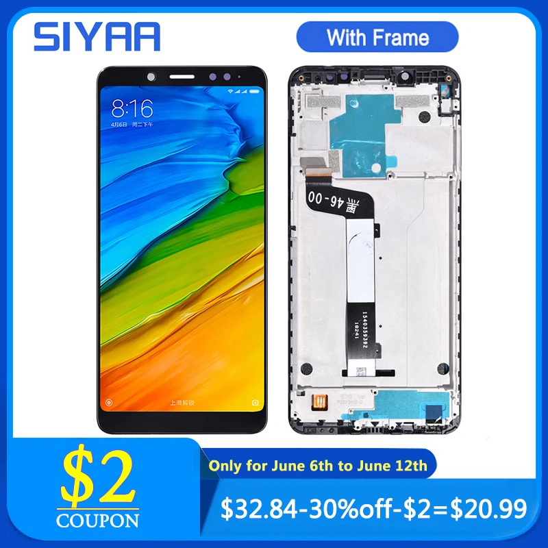 

Original LCD Display For Xiaomi Redmi Note 5 Touch Screen With Frame Digitizer Assembly 5.99 Inches With Repair Tools