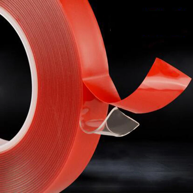 

4mm*25M Strong Acrylic Adhesive PET Red Film Clear Double Side Tape No Trace For Phone Tablet LCD Screen Glass