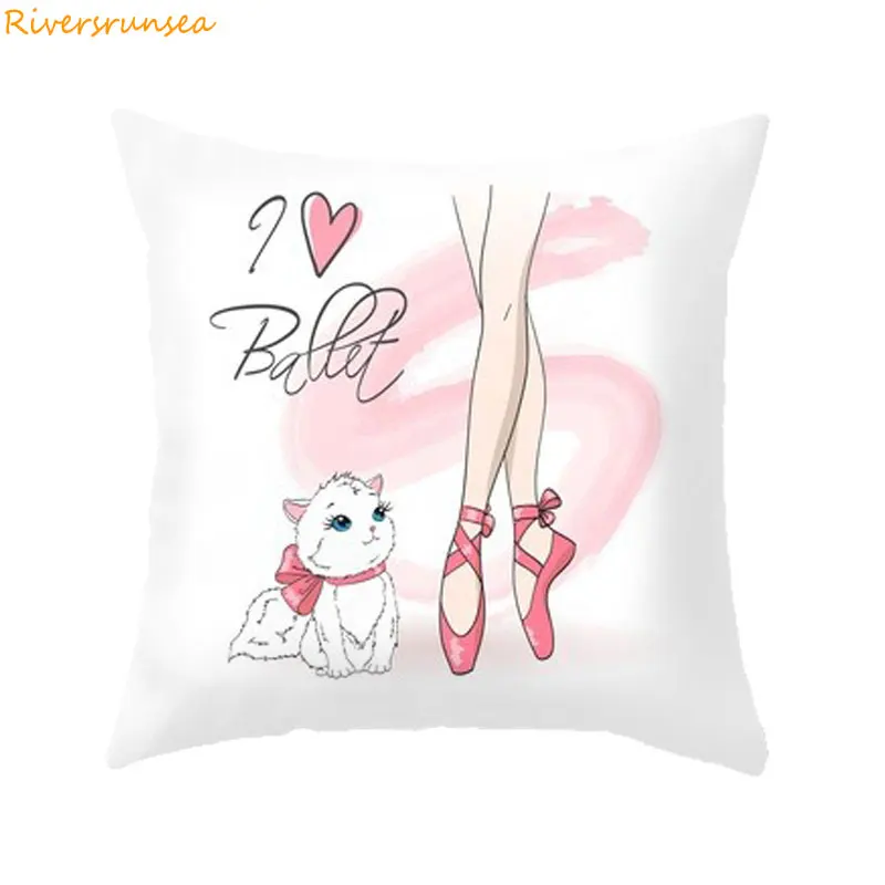 

Pink Nordic Cushion Girl Hand Drawn Beautiful Cute Ballet Fashion Model Girl Pillows Decor Almofada Coussin Almofada Decorativa