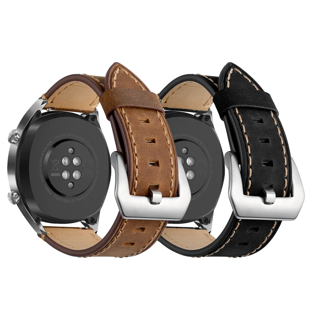 22mm New Genuine Leather Watchband For HUAWEI GT Honor Magic Men's Simple Black Brown Quality Smart Wrist Bracelet Strap | Наручные