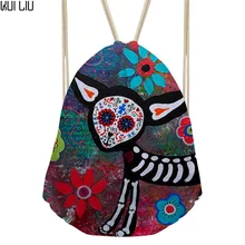 Женская сумка на шнурке, мини-рюкзак с принтом черепа, пляжная сумка, женская сумка для хранения, дорожная сумка, couslisse Borsa