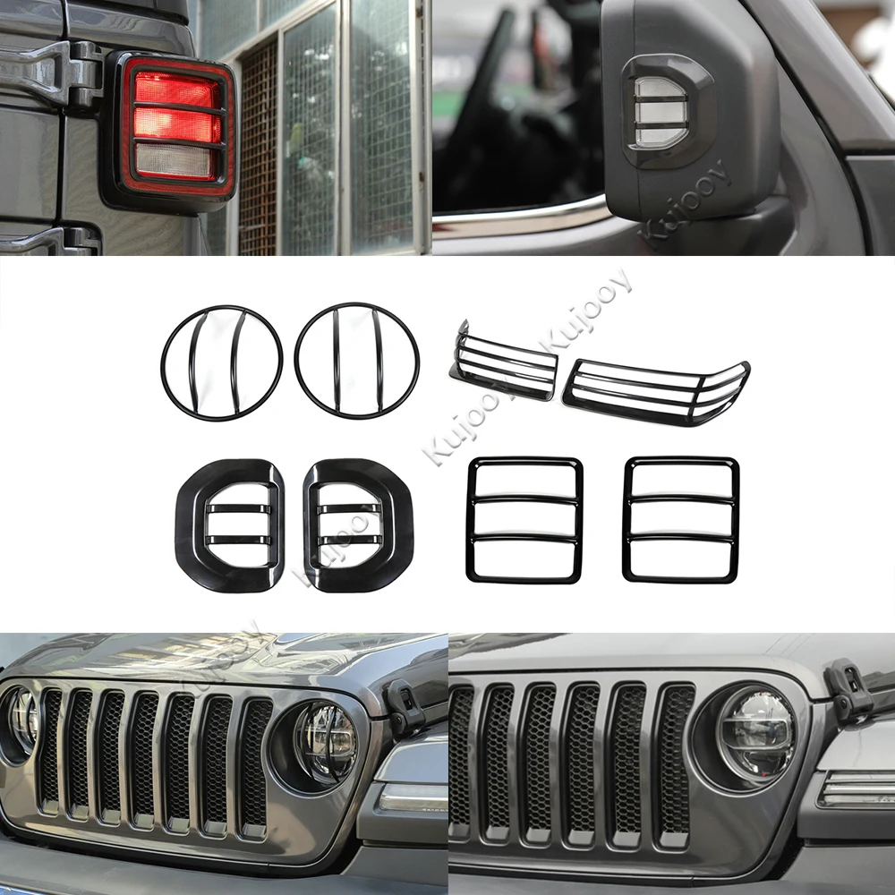 

for Jeep Wrangler JL 2018+ Headlight Cover & Wheel Eyebrow Light Cover & Side Mirror Turn Signal Light Decor & Tail Light cover