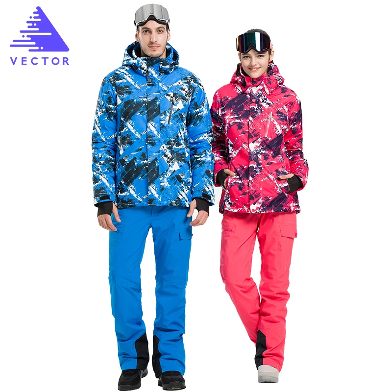 ناقلات المهنية الرجال النساء تزلج الدعاوى جاكيتات + السراويل الدافئة الشتاء للماء التزلج على الجليد الملابس مجموعة العلامة التجارية