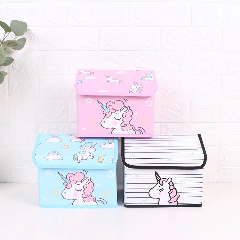 

Kids Cute Unicorn Foldable Storage Box Desktop Toys Storage Organizer for Toys Book Gadget Clothes Storage Bins for Bedroom