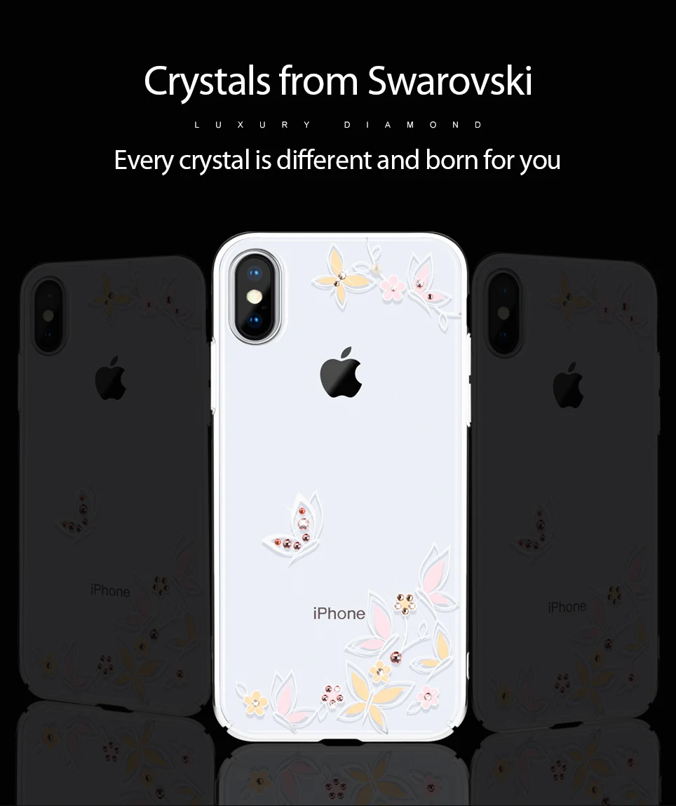 KINGXBAR for iPhone Xs Max Flower Case for iPhone Xs Case Thin Transparent for iPhone Xs Max Cover Luxury Crystal from Swarovski (5)