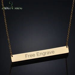 Nextvance Fashion 50mm Bar Engraved Pendant Necklace 3 Colors Custom Name Plate Letter Necklaces For Personalized Jewelry Gift