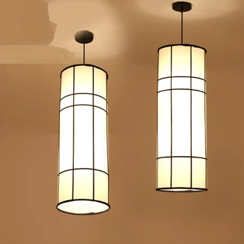 

New Chinese style Iron pendant lamps hotel restaurant aisle balcony simple cloth lantern living room pendant light ZA1123201