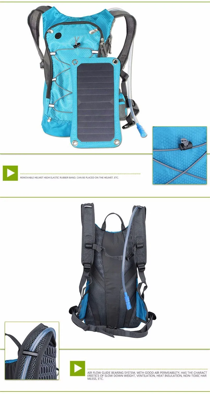 Новая спортивная велосипедная сумка для воды, уличная солнечная панель, USB зарядное устройство, велосипедный гидратационный рюкзак для мобильного телефона, походный рюкзак для путешествий