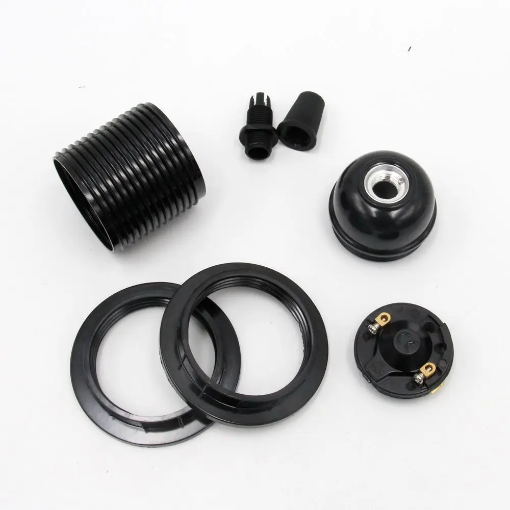 Vintage E27 Bakelite Lamp Socket Phenolic Threaded Bulb Holder E27 Fittings with Lampshade Rings for Lamp Holder