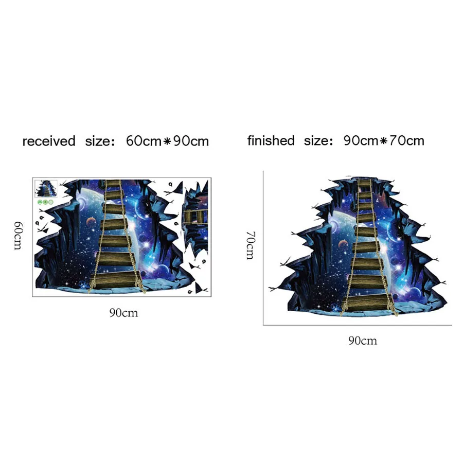 Абстрактное космическое пространство 3D напольная наклейка домашний декор Детская комната Спальня Настенная Наклейка