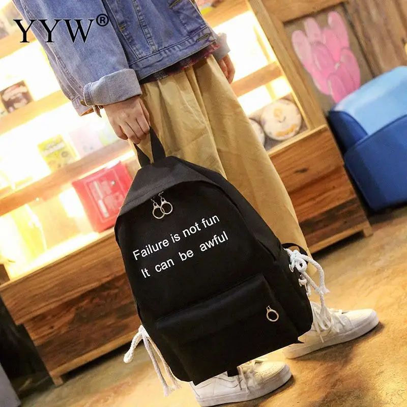YYW Canvas Printed Backpack New Fashion Girl Breathable Letter Back