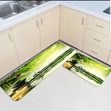 2 шт. кухонные подстилки И КОВРИКИ НАБОР дзен, йога бамбуковый лес вода камень домашний декор Нескользящая зона бегун входной коврик