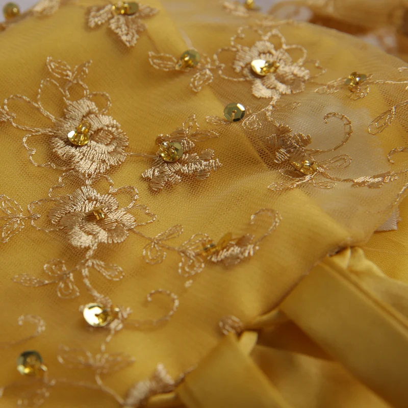 2016 new arrival stock maternity plus size bridal gown evening dress long graduation graduated sexy Yellow Lace 469