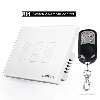 

Funry Smart remote control wall touch switch Waterproof Tempered Glass RF 433MHZ ST2 US1/2/3 gang for smart home