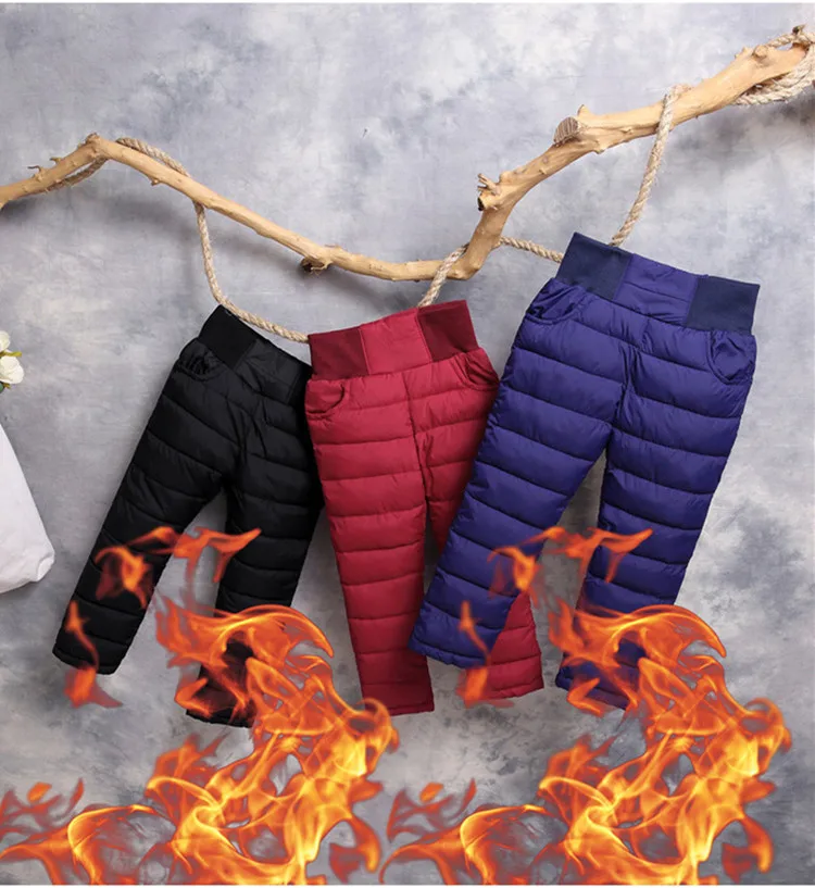 Повседневные зимние штаны для мальчиков и девочек толстые теплые штаны с хлопковой подкладкой водонепроницаемые лыжные штаны детские брюки с эластичной резинкой на талии для детей от 3 до 10 лет
