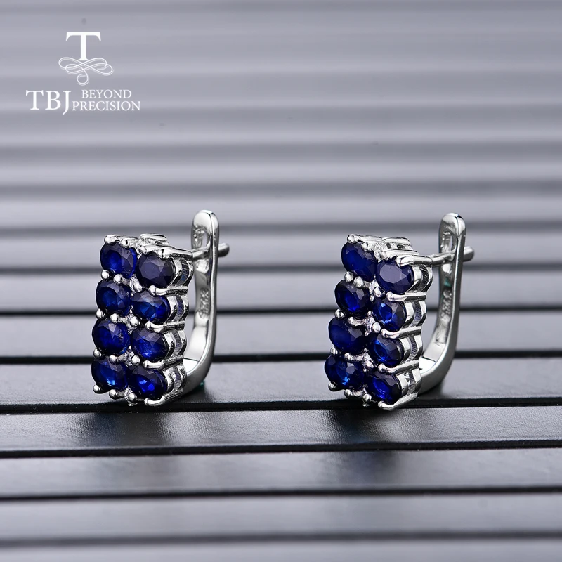 TBJ,natural gems sapphire jewelry set Rings and earrings 925 silver fine jewelry suitable for women wedding or anniversary wear