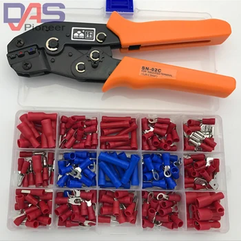 

SN-02C in 0.25-2.5mm2 crimping plier hands Crimp tool with 240pcs Vinyl Insulated Ring Spade Terminal Connector box