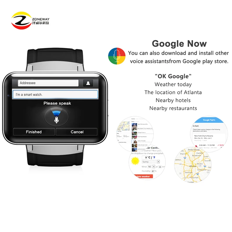  DM98 Smart watch MTK6572 Dual core 2.2 inch HD IPS LCD Screen 900mAh Battery 512MB Ram 4GB Rom Andr