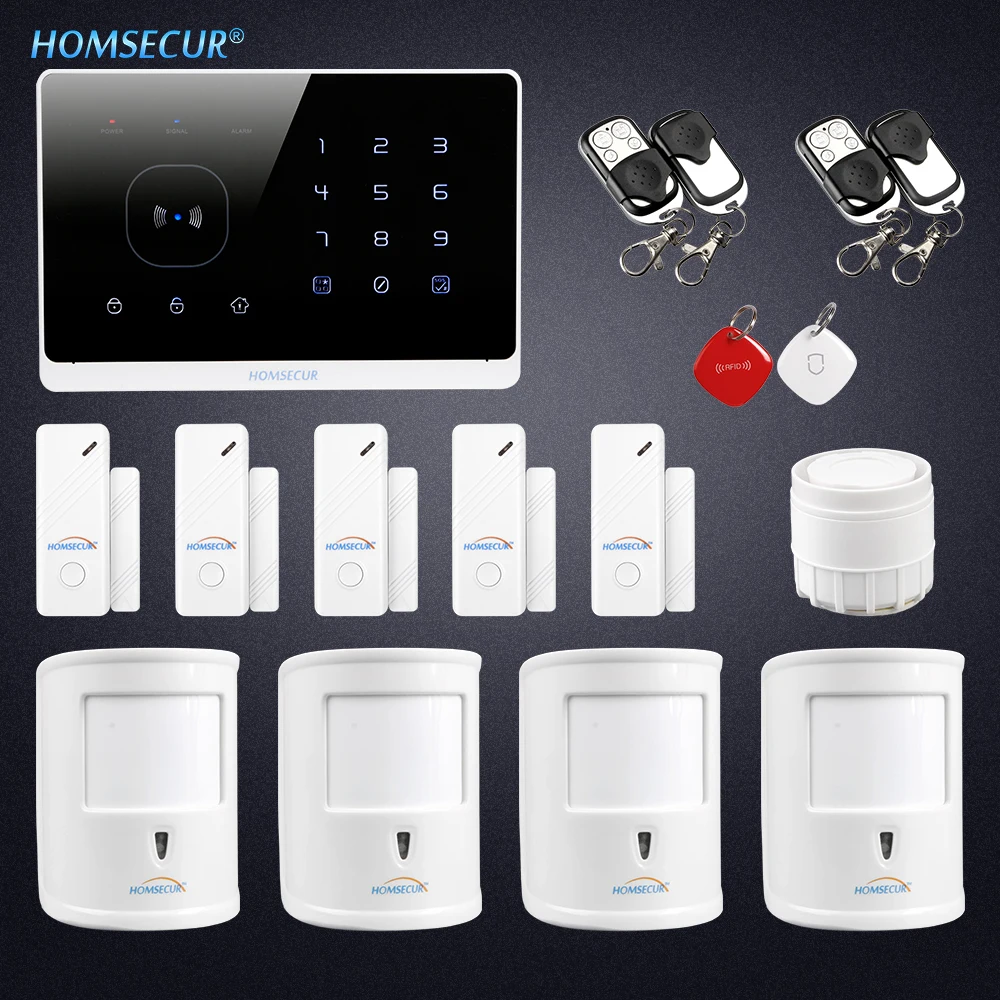 

HOMSECUR Wireless GSM RFID Burglar Intruder Alarm System With 4 Pet-Immune PIR