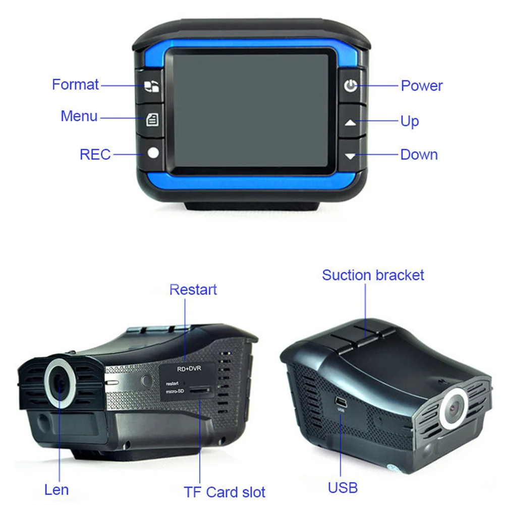 Многофункциональный 2 в 1 HD 2-дюймовый ЖК-экран Автомобильный скрытый DVR камера g-сенсор ночное видение штамп времени Радар лазерный спидометр