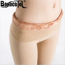 Bohocotol elastic plus velvet women s autumn and winter high waist skin color incarcerators legging trousers