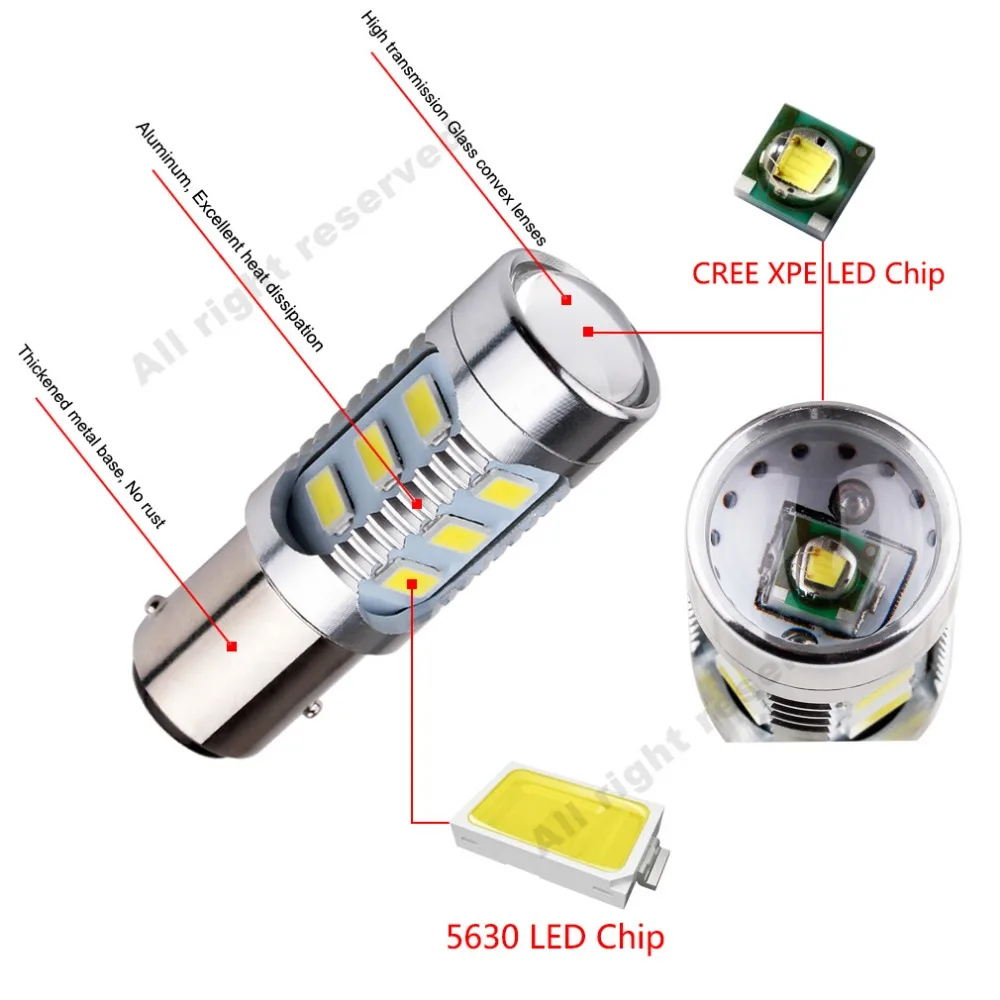 1157 BAY15D Led Cree Chips 5630 SMD мощная лампа p21/5 Вт светодиодные автомобильные лампы задние