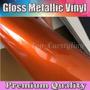 

sunset Orange Gloss Metallic Car Wrap Styling With candy Glossy with Air Free full car Covering foil PROTWRAPS 1.52x20m/Roll