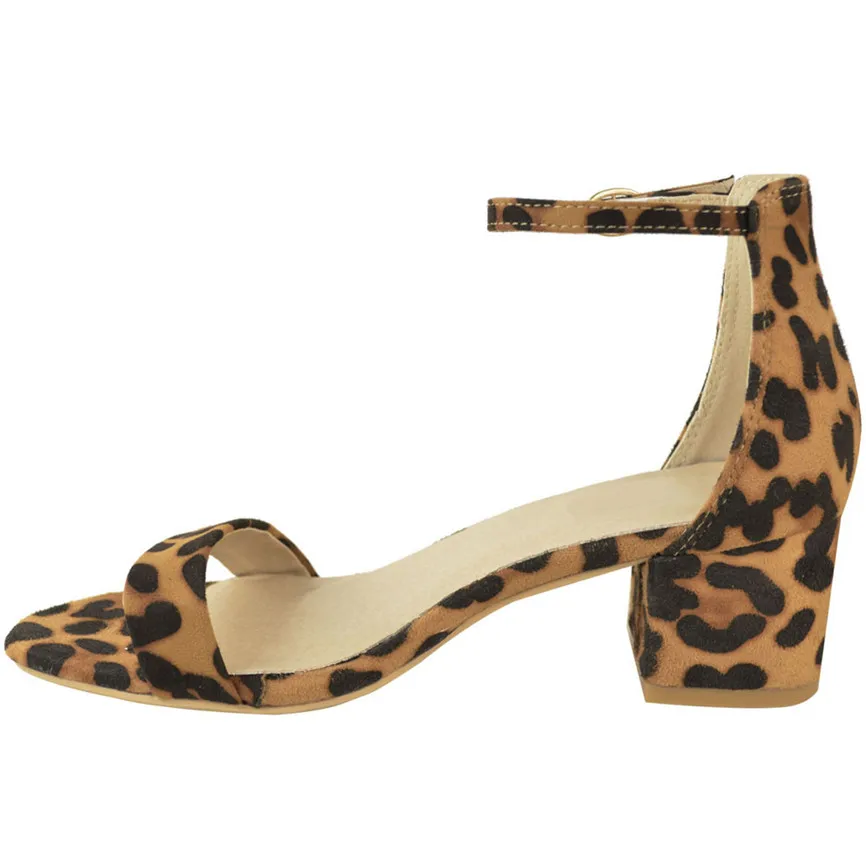 Обувь женские сандалии летние пикантные женские туфли с леопардовым принтом, с пряжкой на щиколотке, толстый каблук сандалии mujer г. Женская обувь#3