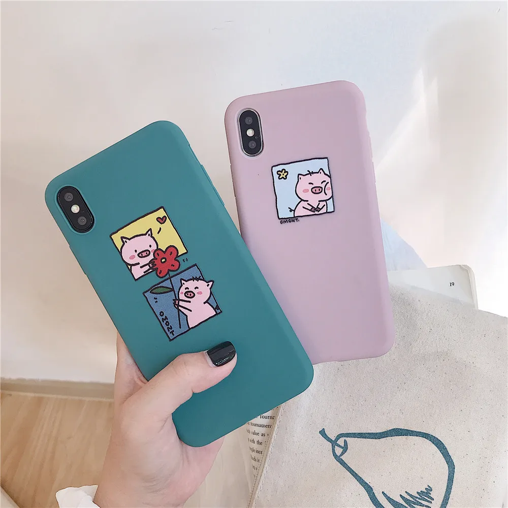 Милый мультфильм телефон чехол для IPhone 6 6s плюс мягкий TPU простой розовый свинья