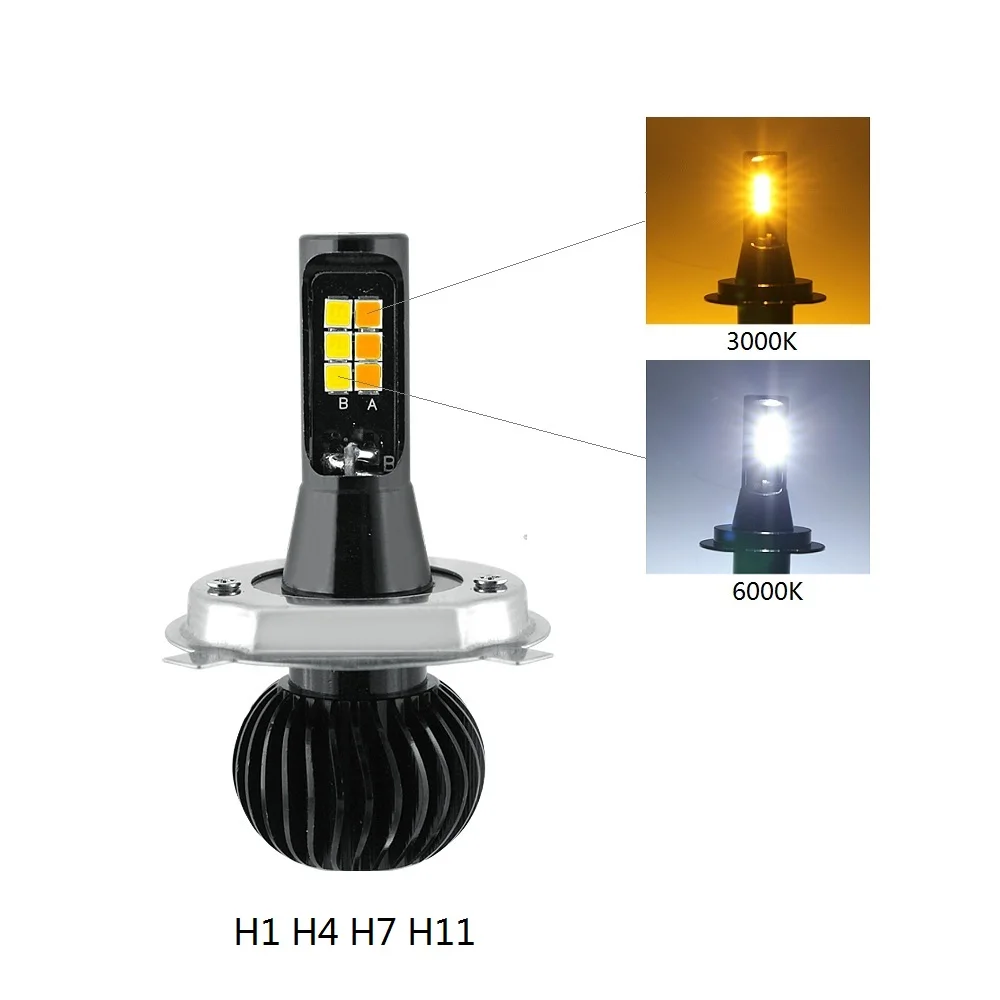 

2pcs Mini H1 H4 H7 H11 40W LED Car Headlights Front Fog Light 3000K/6000K Dual Color Auto LED Headlamp Lights