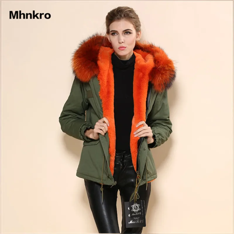 

Luxurious Girl Sexy Winter Clothes Fake Fur,warm orange large real collar fur parka,Raccoon Fur Elegant Women's fur Coat