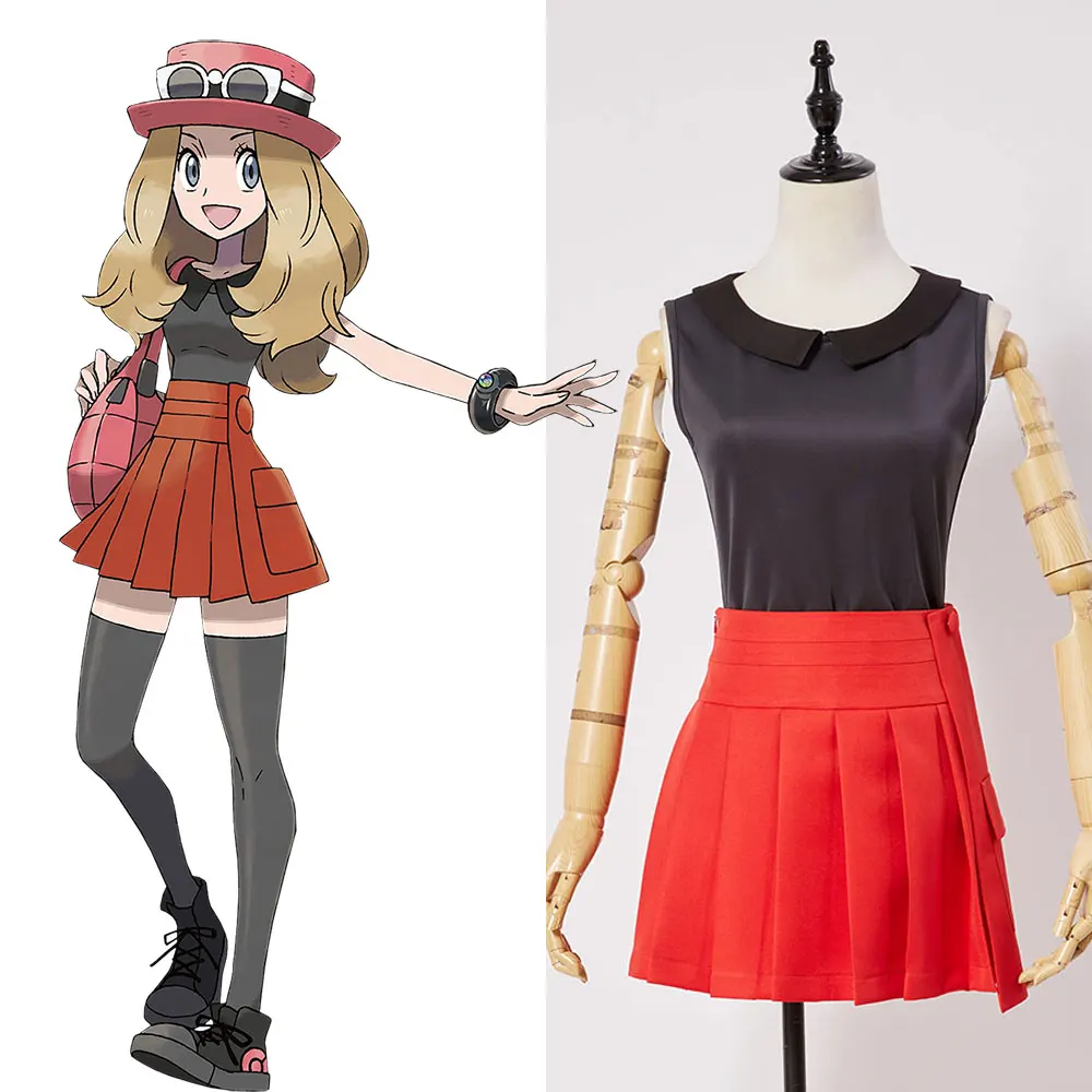 Pokemon XY Before Kalos Quest Serena наряд по умолчанию, костюм для косплея, женский костюм, Униформа, платье