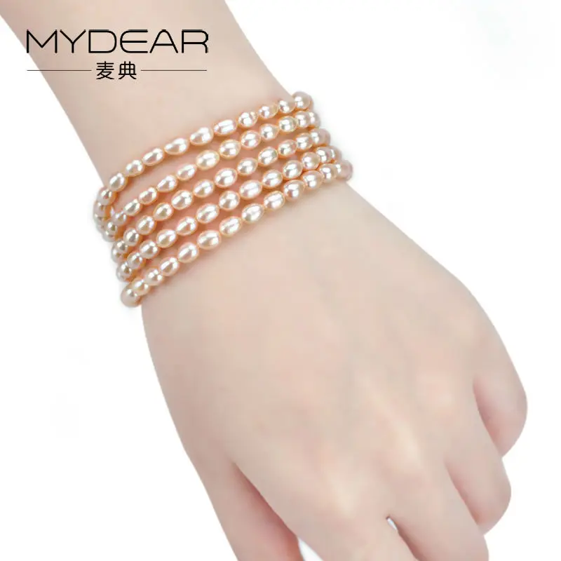 

MYDEAR Fine Pearl Jewelry Trendy Colorful Natural 4-5mm Beads Freshwater Pearls Bracelets Brand,Multi-layer Strand Bracelets