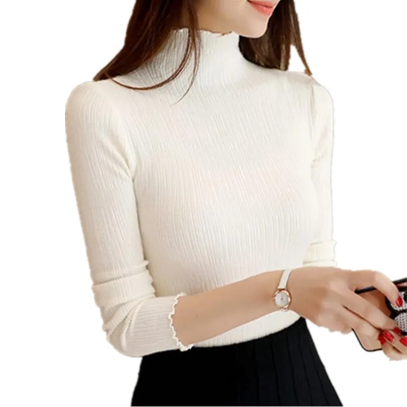 

2019 Autumn Winter Women Turtleneck Sweater Female Long-Sleeved Pullovers Slim Fit inside Sweater Knitted Sweaters Women S383