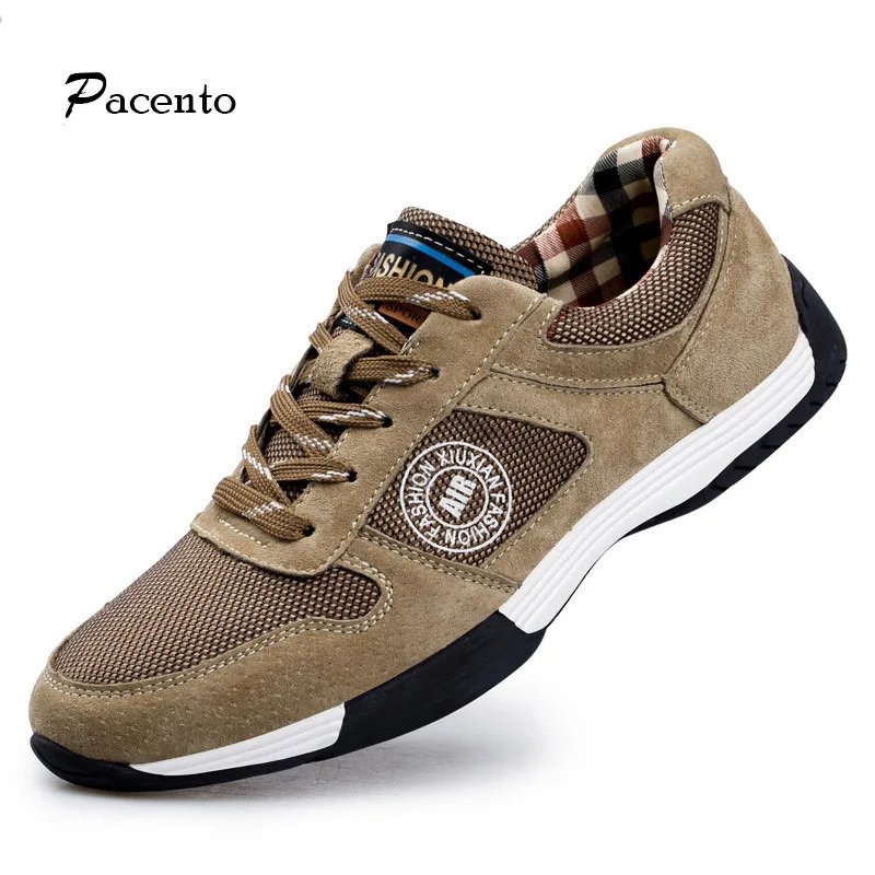 2016PACENTO Leather Casual Shoes Men Black Espadrilles Mens Luxury Brand Shoe Outdoor Waterproof Flats Tenis Masculino