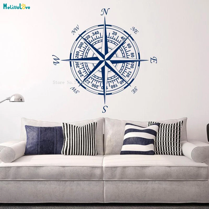 Compass Rose Mandala Wall Decal Nautical Vinyl Sticker Bedroom Home Decor NV168