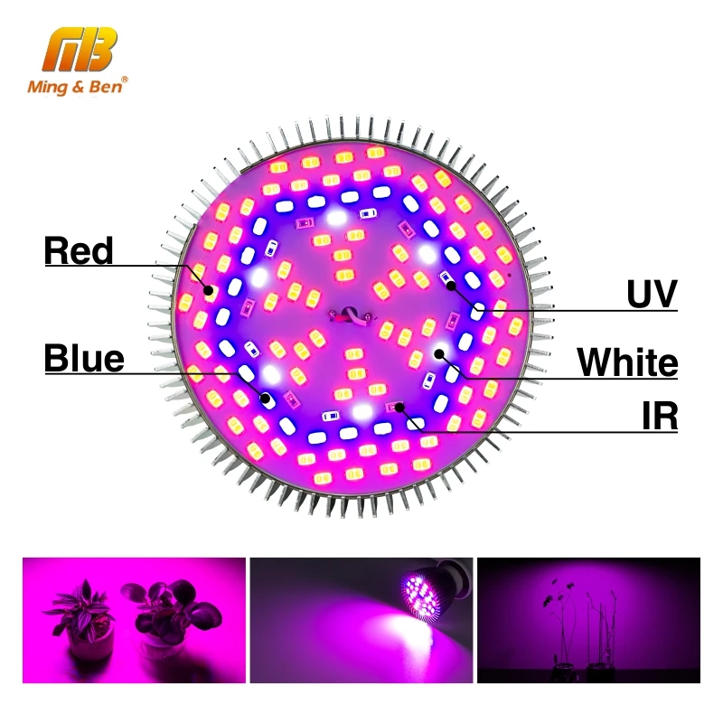Светодиодный светильник для выращивания 5 Вт 10 Вт 30 Вт 50 Вт 80 Вт полный спектр фитолампа УФ ИК светодиодный светильник для растений для гидропоники растений овощей Fitolamp