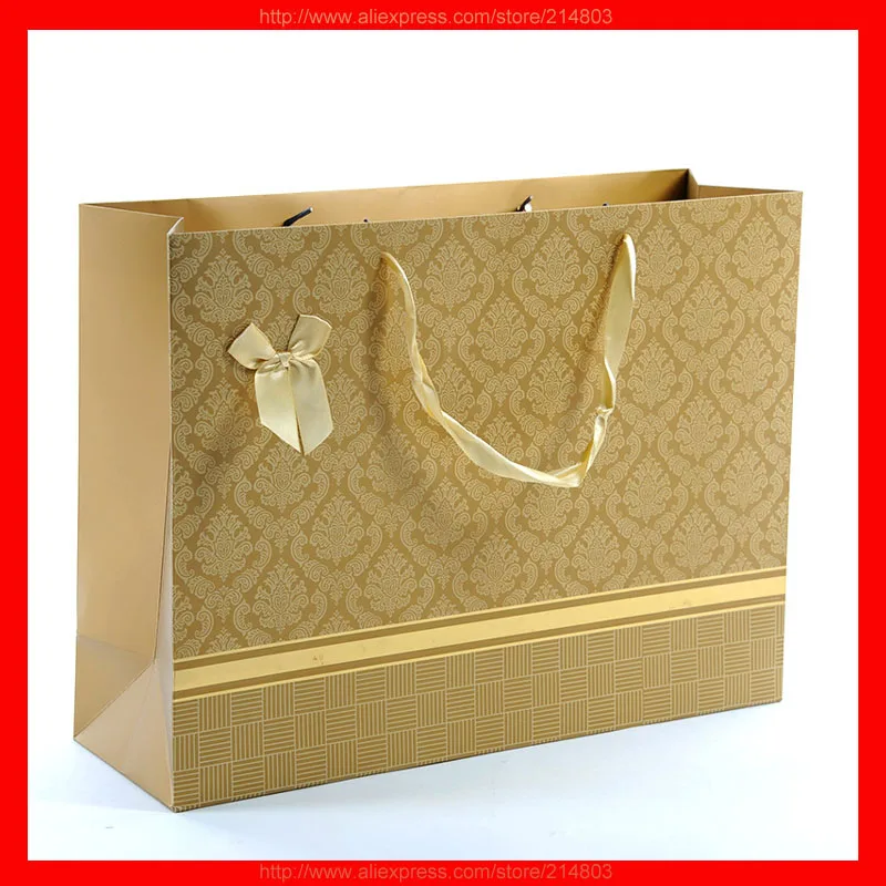 (50pcs/lot) Wholesale high quality large paper gift bag with handles on