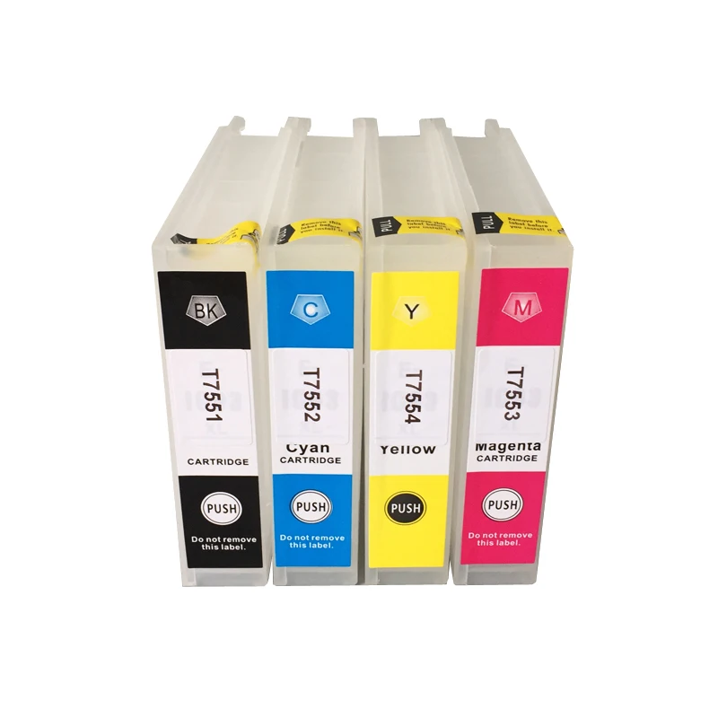 

4pcs/lot T7551-T7554 refillable ink cartridge with auto reset chip for Epson workforce Pro WF-8010DW WF-8510DWF on high quality