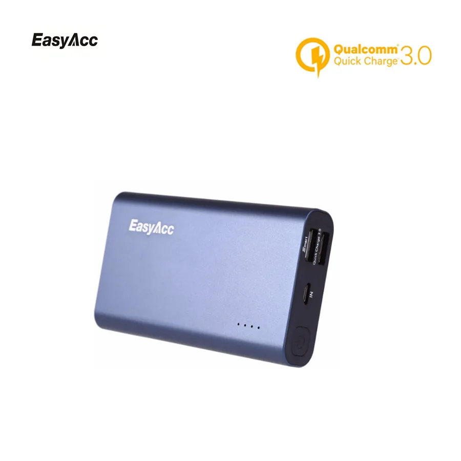 

Easyacc 10000mAh Powerbank,5V/2.4A Slim Quick Charge 3.0 18650 External Battery Dual Port Power Bank Portable Fast Charger
