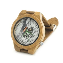 БОБО ПТИЦА H15 Мужские Деревянный Watch with Leather Band 100% Реального Натурального Бамбука Наручные Часы для Женщин Людей в коробка